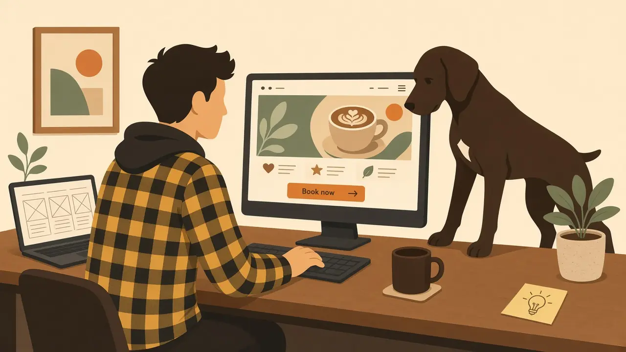 Illustration of Edward and Hugo building a website together